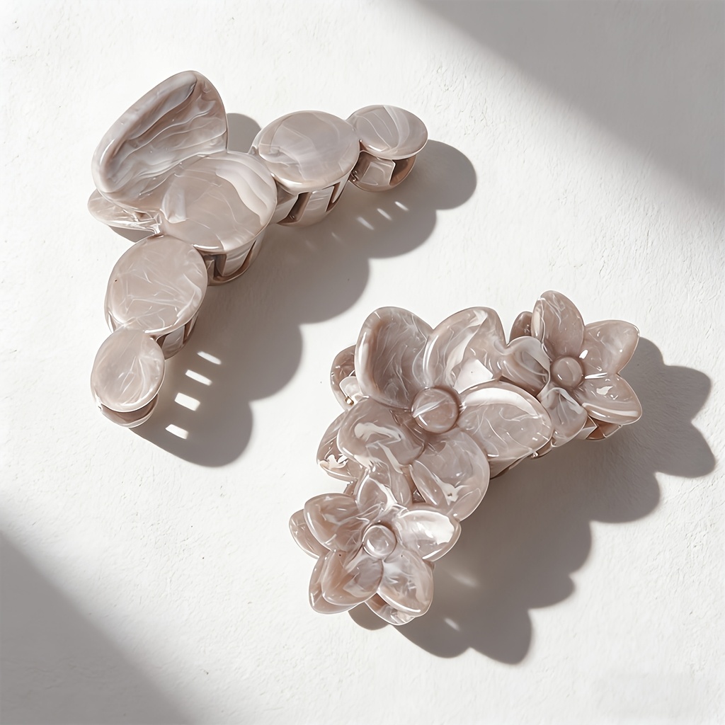 TEMU 2pcs Gradient Marble Gradient Retro Hair Claw Clip, Medium-sized Multicolor Street Easy Shark Clip, Anti-pinch Non-slip Hair Styling Artifact,