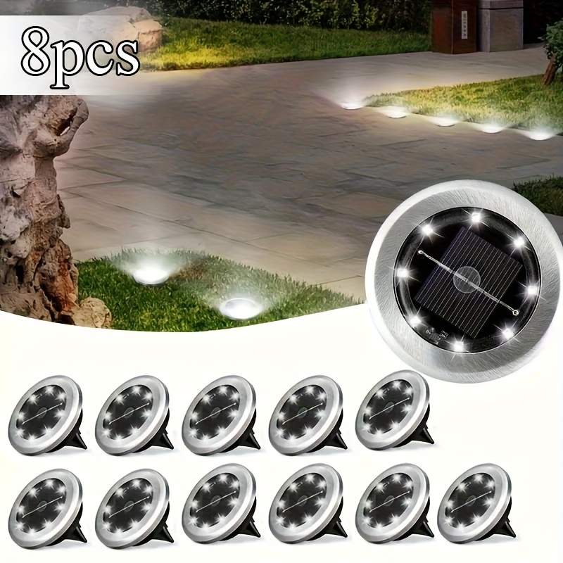 TEMU Set da 8 luci da solari - Luci geometriche da esterno per paesaggio con 8 dischi rotanti, caldo con luminosit� regolabile, luci ricaricabili a