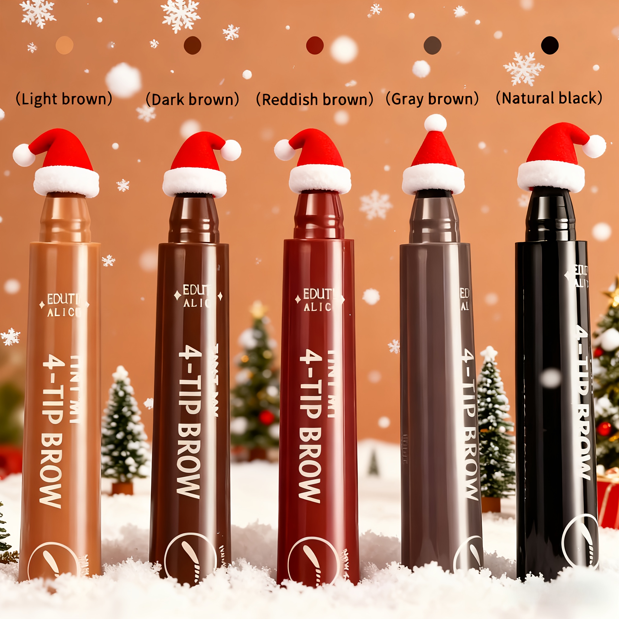 TEMU 5pcs [4-tip Eyebrow Pencil] 4-tip Magic Eyebrow Pencil | Precise Fine Stroke Brow Pen For Natural-looking Brows, Long-lasting Formula, Gifts For Mom.the Perfect Christmas Gift
