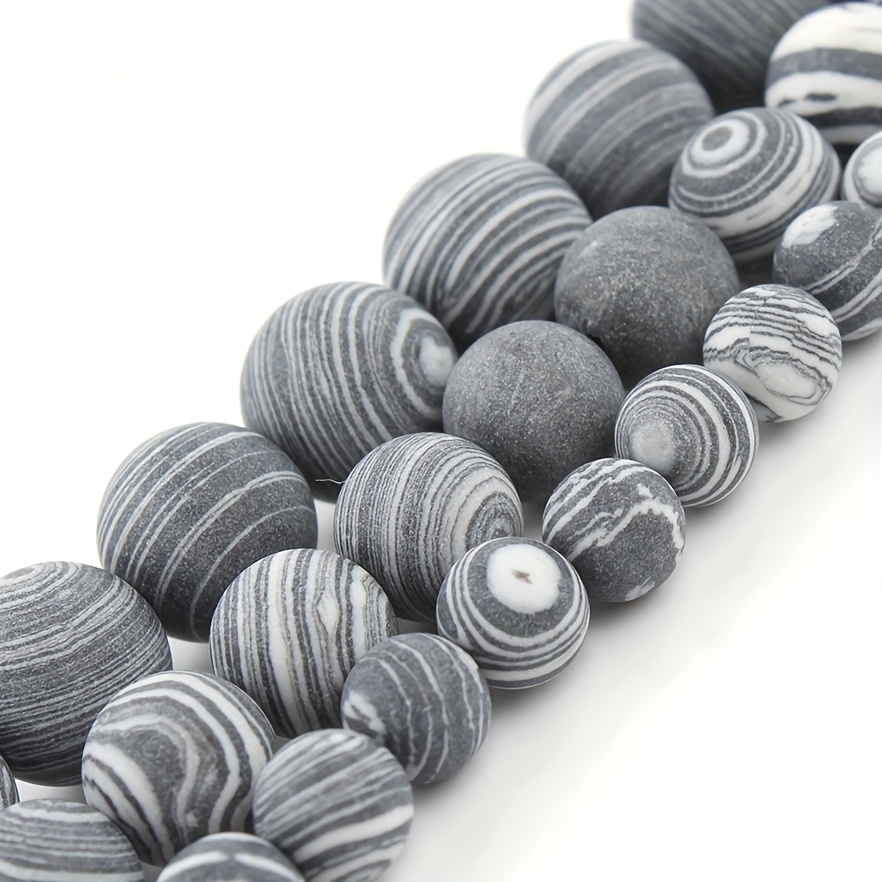 Image of 36/46/61/91pcs Natural Black & White Malachite Round Beads Loose Beads Suitable For Jewelry Making Diy Charm Bracelet Necklace Men's Gift
