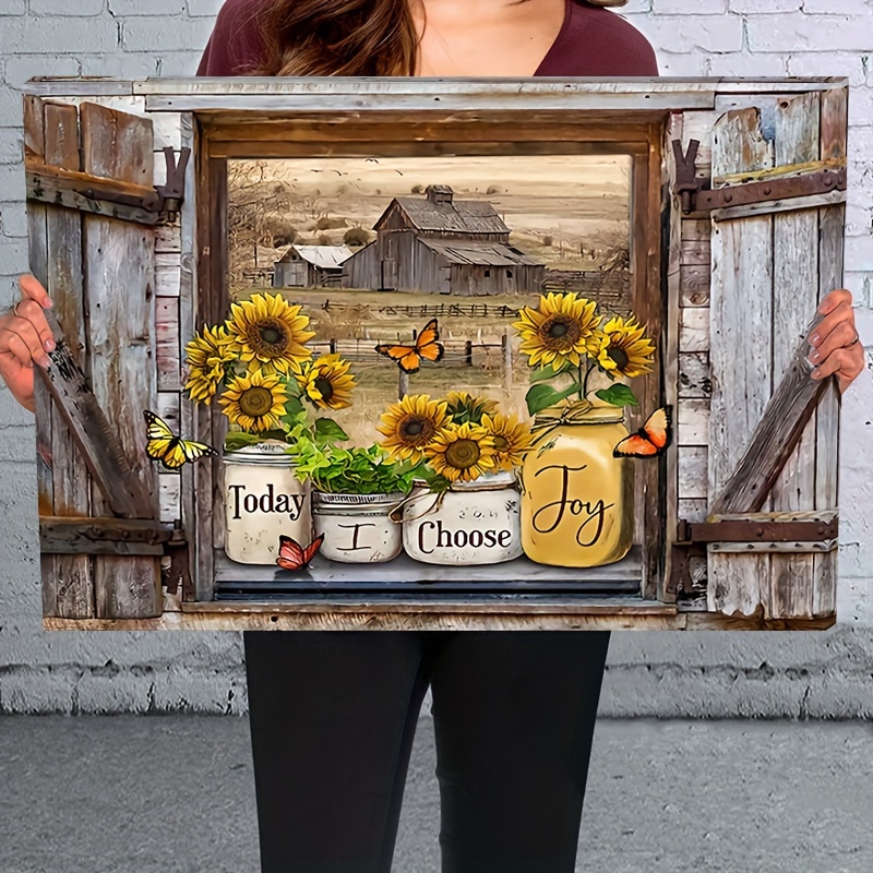 

1pc Wooden Framed Canvas Painting Sunflower Inspirational Paintings Wall Art Prints For Home Decoration, Living Room & Bedroom, Festival Party Decor, Gifts, Ready To Hang