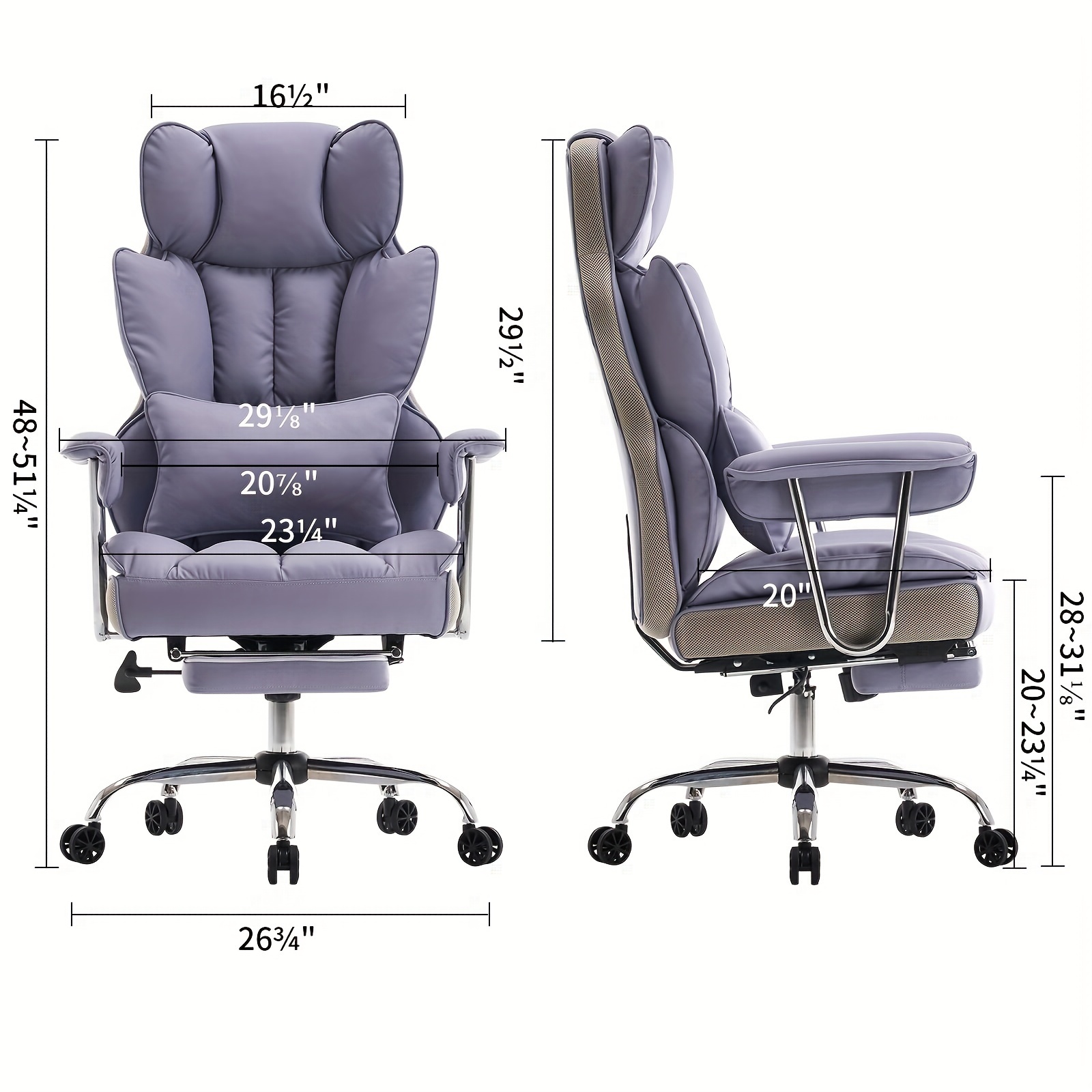 

Desk Office Chair 400lbs, Big And Tall Office Chair, Pu Leather Computer Chair, Executive Office Chair With Leg Rest And Lumbar Support