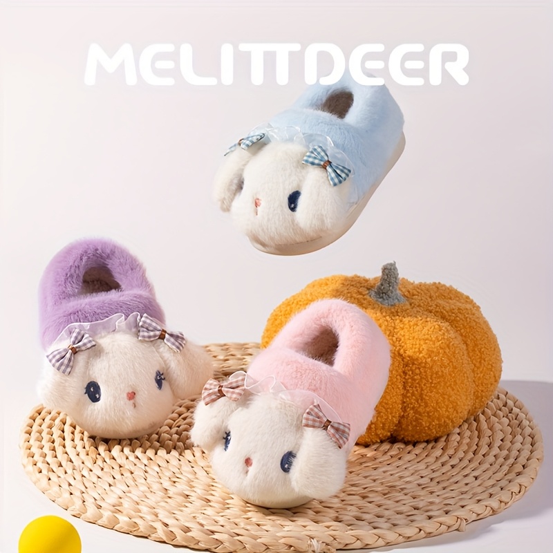 Weihnachtspantoffeln Für Kinder - Rentier-Motiv, Flauschig Warm, Mit Anti-Rutsch-Sohle, Gemütliche Hausschuhe Für Jungen & Mädchen