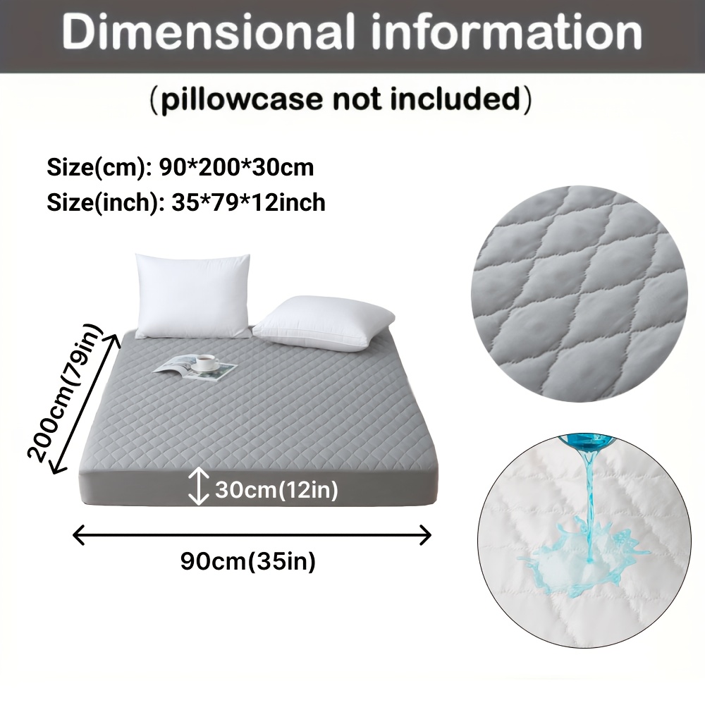 TEMU 1pc Quilted Thickened Waterproof Mattress Protector- And Comfortable Mattress Cover, Suitable For Bedrooms, Dorms, Room Decor, Guest Rooms, And