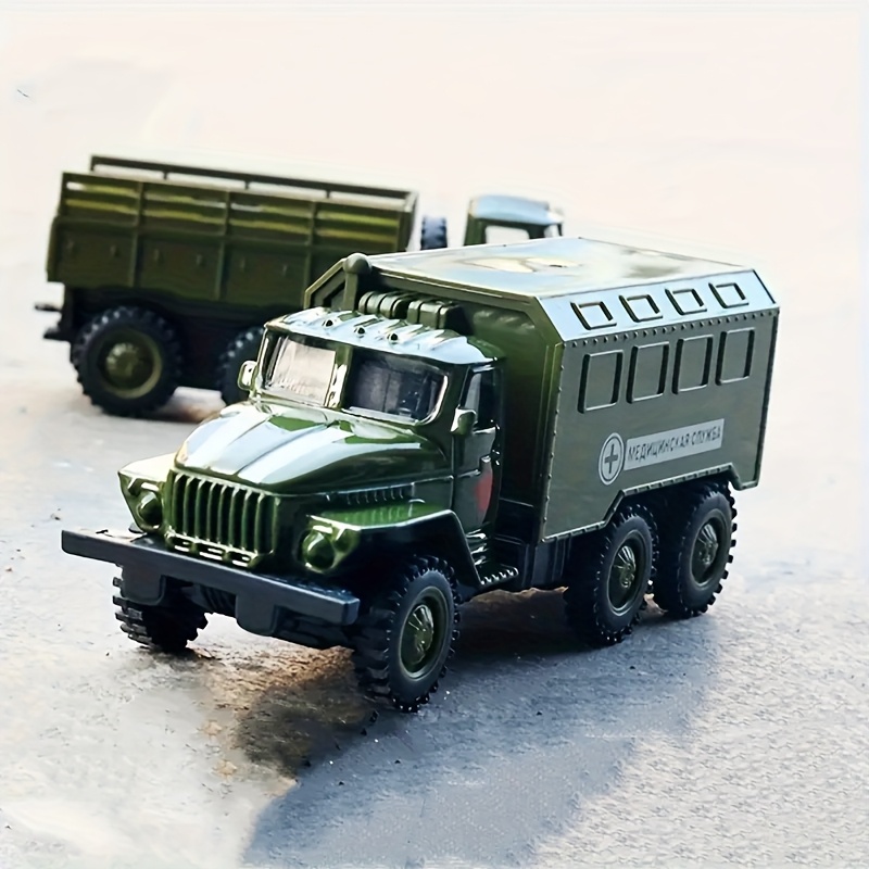 Military Alloy Truck Pull-back Truck Collection Ornament Boy Gift Toys