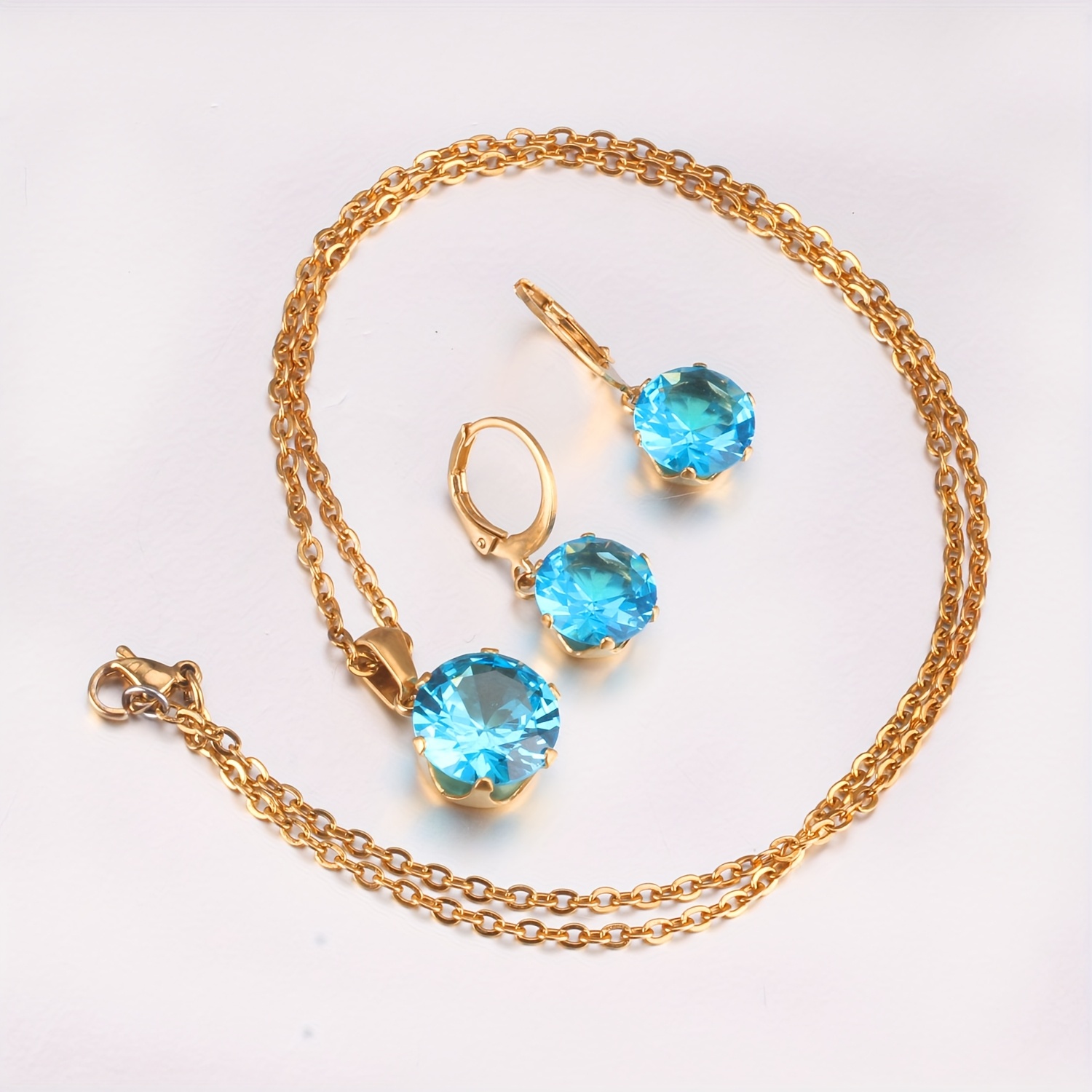 3pcs Women's French Synth. Steel Earrings & Collarbone Chain Set