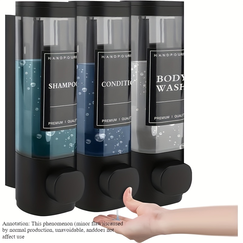 TEMU 3-in-1 Wall Mounted Soap Dispenser, Shower Pump Organizer For Shampoo Conditioner Body Wash, No-drilling Manual Abs Liquid Dispenser, Essential