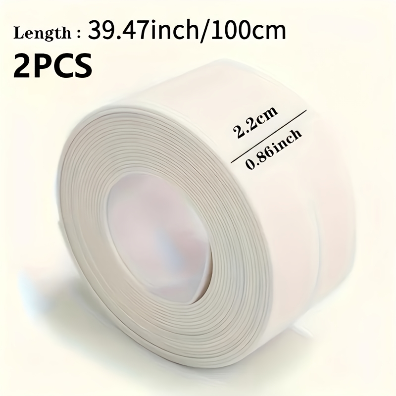 TEMU 2 Rolls Heavy Duty Waterproof Self Adhesive Sealing Tape - Strong Suitable For Bathroom, Kitchen, Toilet, Appliance Sealing - Leak-proof Pipes,