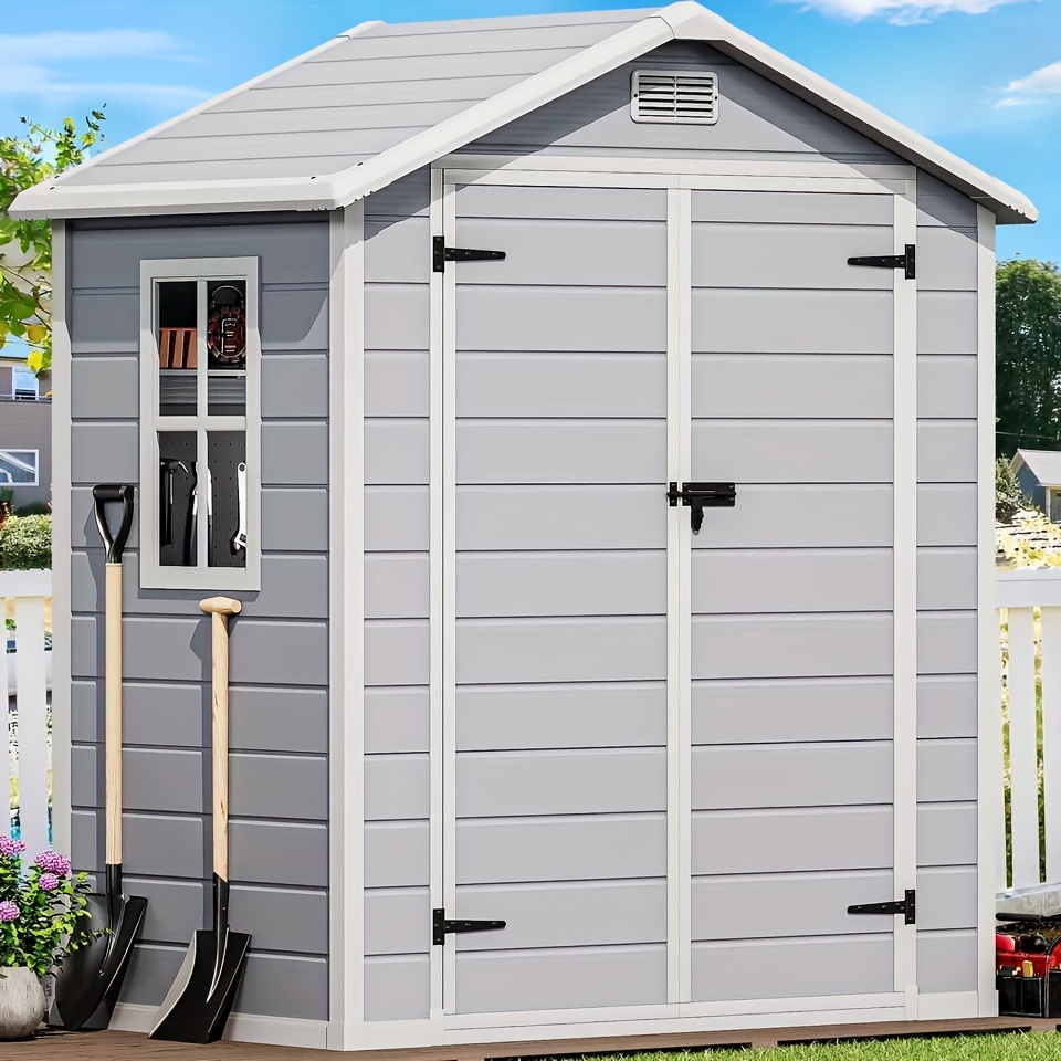 

Homiflex 6.2x3.4 Ft Resin Storage Shed With Reinforced Floor, Outdoor Storage Shed With Lockable Door, Window And Vents, Waterproof Plastic Tool Storage For Garden, Backyard, Patio, Lawn