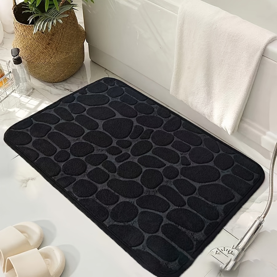 

Non-slip 3d Pebble Pattern Bath Mat - Machine Washable, Absorbent Polyester Rug For Bathroom, Black, 15.7x23.6 Inches Bathroom Rug Bathroom Floor Mat