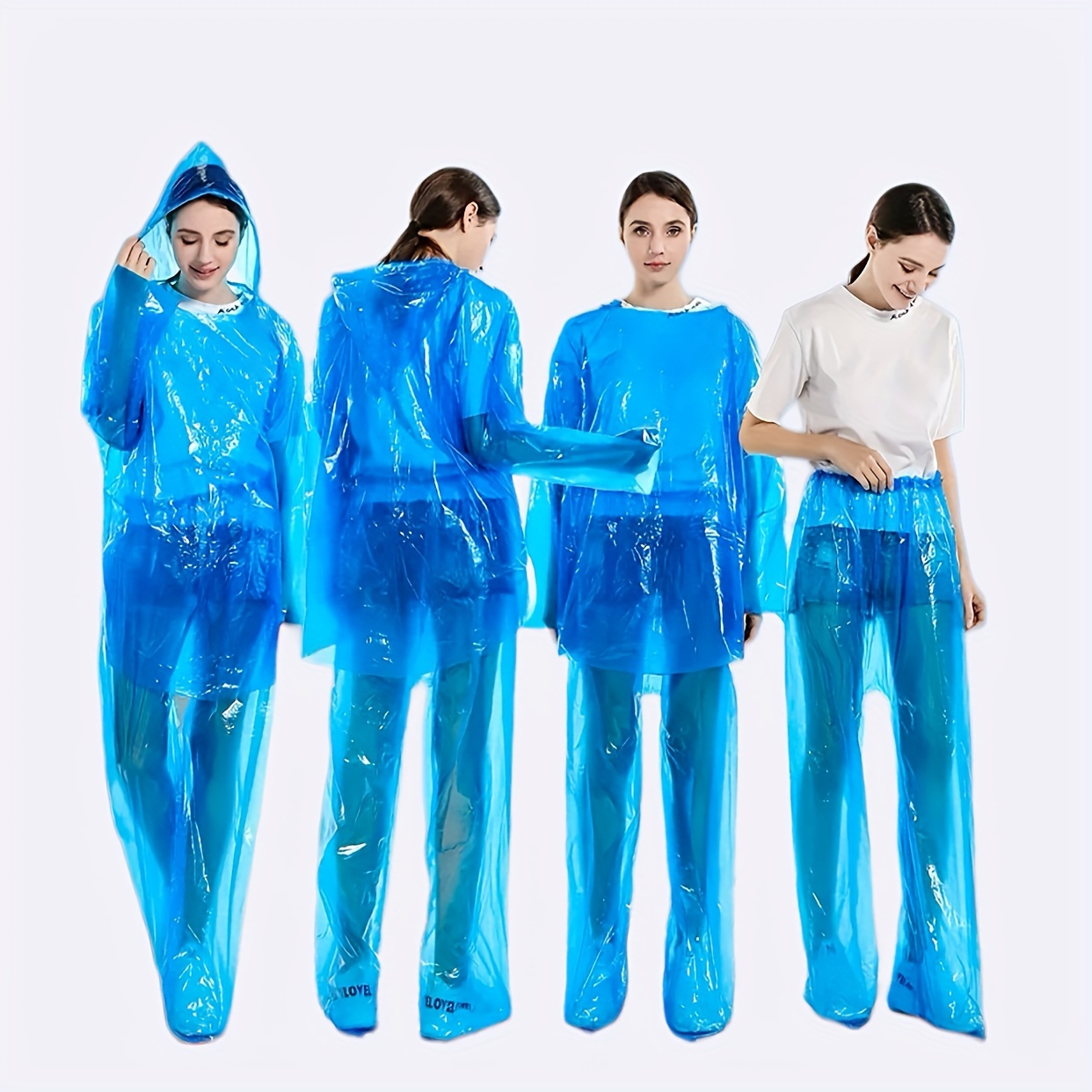 

1pc Disposable Raincoat And Pants Set Mountaineering, Hiking, Riding, Raincoat, Foot Wrap, No Leakage, Travel Must Haves, Convenient To Carry, Mini Portable Transparent Raincoat