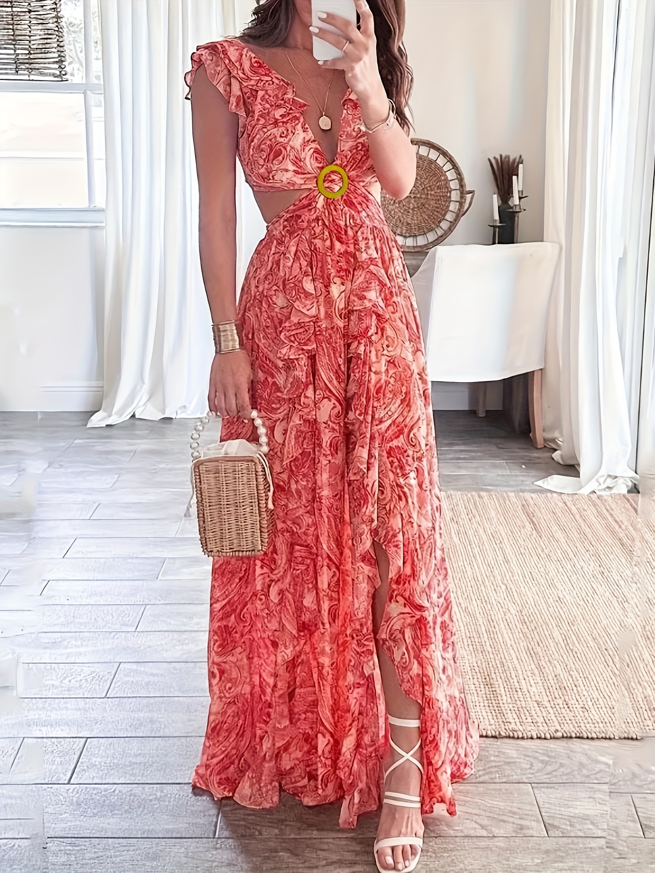 Beach Dress Fitted Summer Dresses Uk Women's Elegant V-Neck