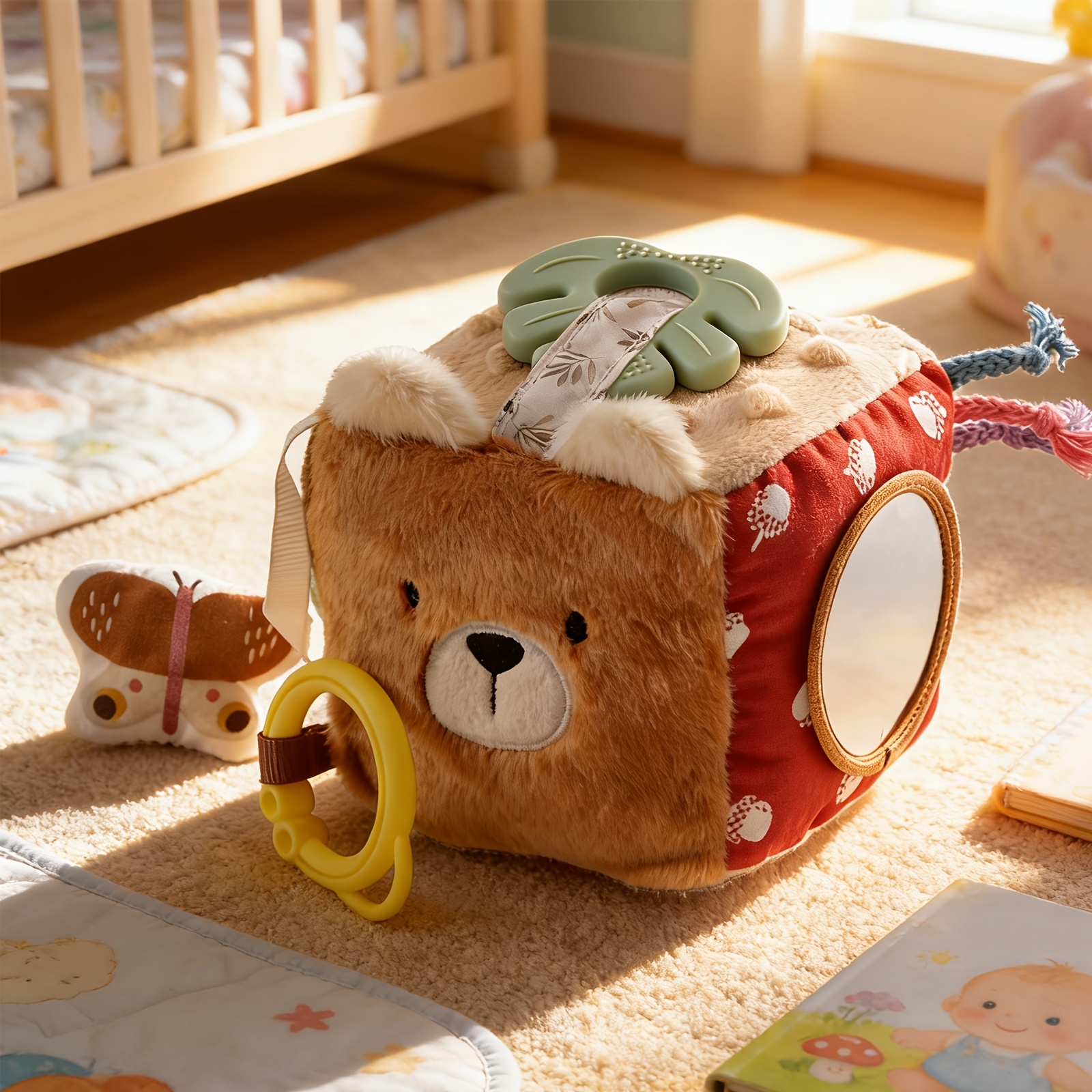 Visual Tactile Forest Animals Educational Blocks, Multifunctional Cube Toy