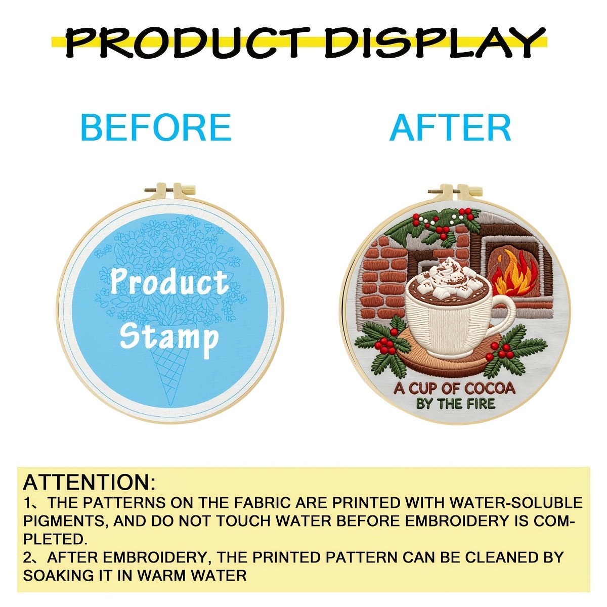 Complete Beginner's Embroidery Kit, Fireplace Hot Cocoa