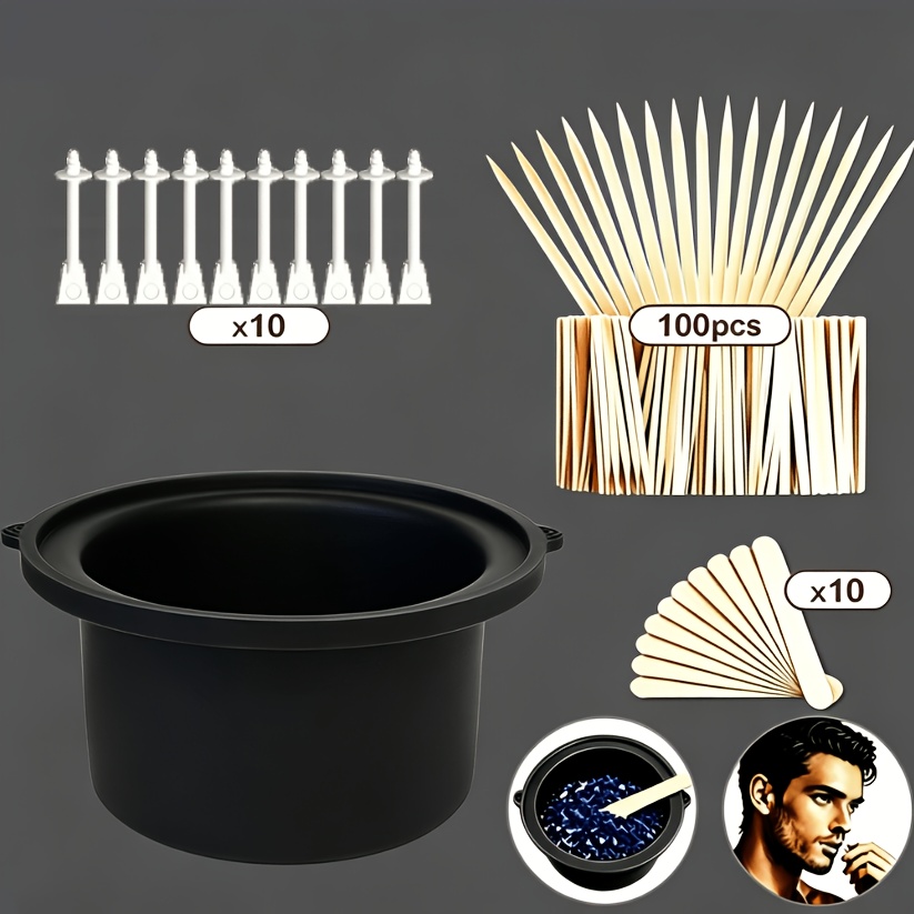 TEMU Removal Accessory Set, Reusable Bowl + 10pcss Nose Hair Sticks + 100pcs Pointed Wooden Sticks + 10pcss Round Head Wooden Sticks, Suitable For