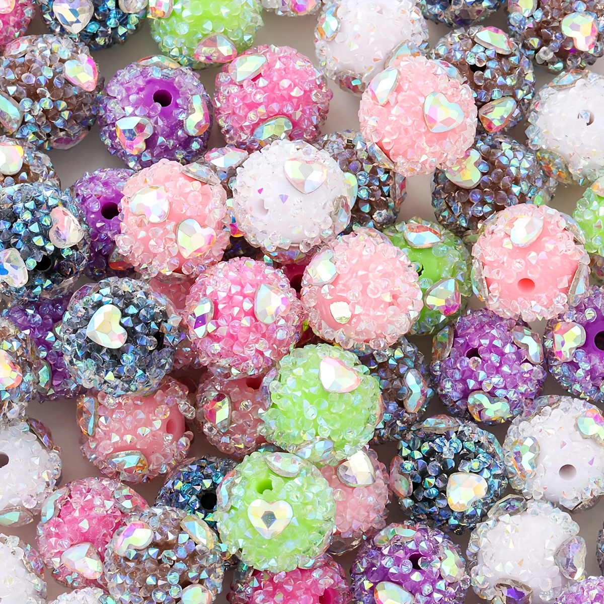 

15mm Rhinestone Crystal Beads 10pcs - Sparkling Assorted Colors For Diy Jewelry, Bead Pen Crafting, Keychain & Bag Decorations