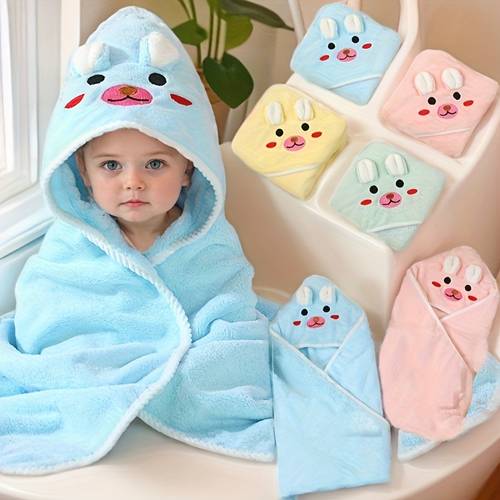 رداء حمام للأطفال يمكن ارتداؤه للاستحمام والتدفئة، يتميز بتصميم أرنب صغير لطيف. مصنوع من مادة ومريحة وشديدة الامتصاص، هذا المنشفة البطانية الحمامية متعددة الوظائف ومناسبة كرداء مرجاني للأطفال أو غطاء لحاف