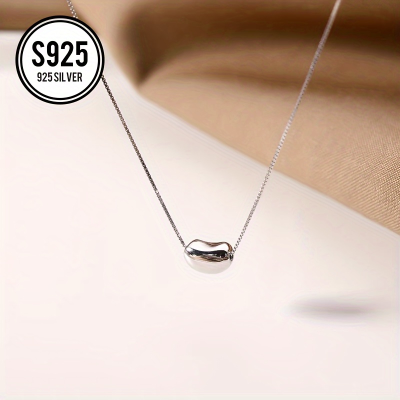 

925 Hypoallergenic Round Necklace Women's Style Beanie Clavicle Niche Ins Necklace 's Day Day Lady -oxidation Storage Box 1.8g