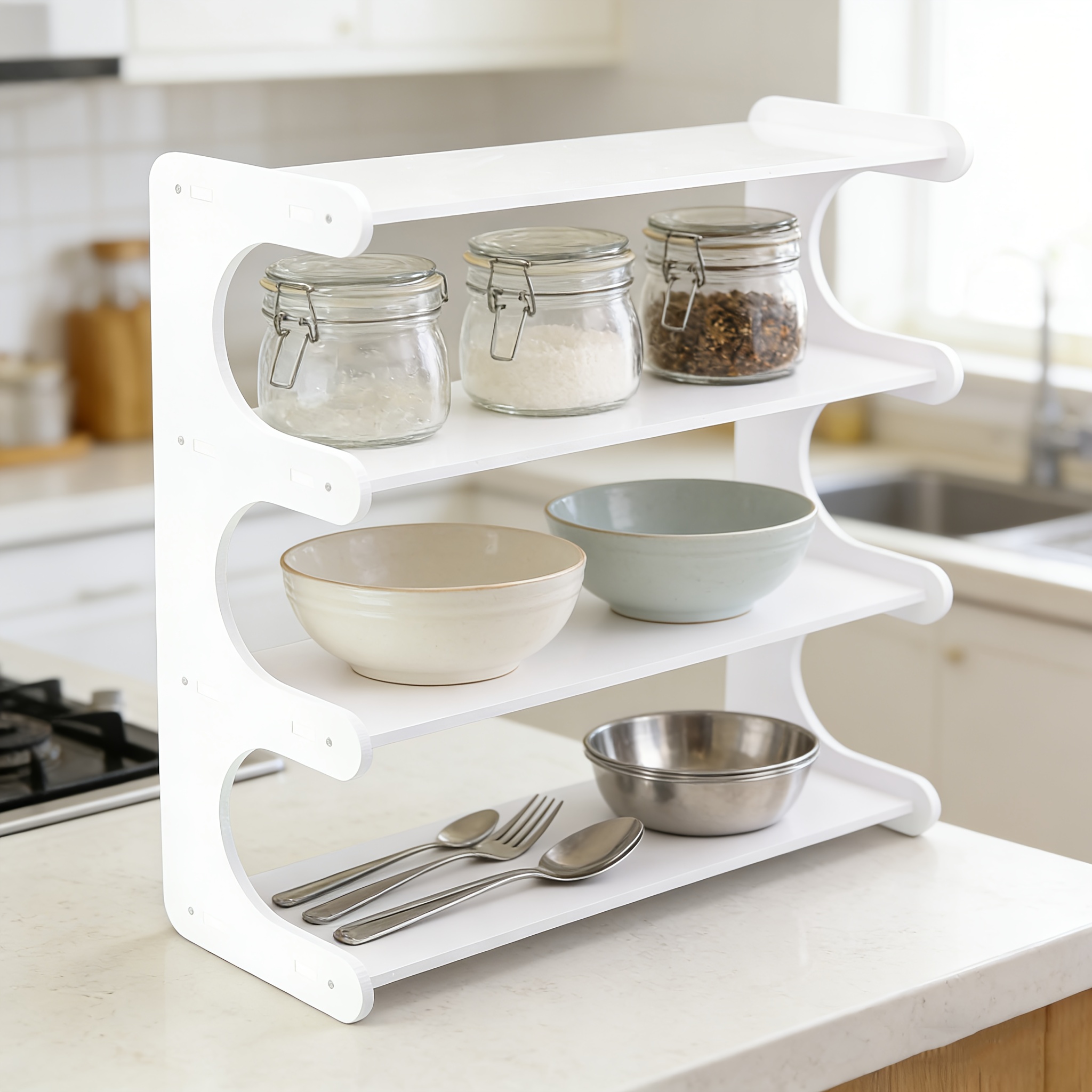 4-tier Coffee Cup Mug Holder, Coffee Bar Organizer Mug Shelf Cabinet Desktop Organizer Shelf, Tabletop Display Shelf, Multi-functional Organizer For Kitchen, Home
