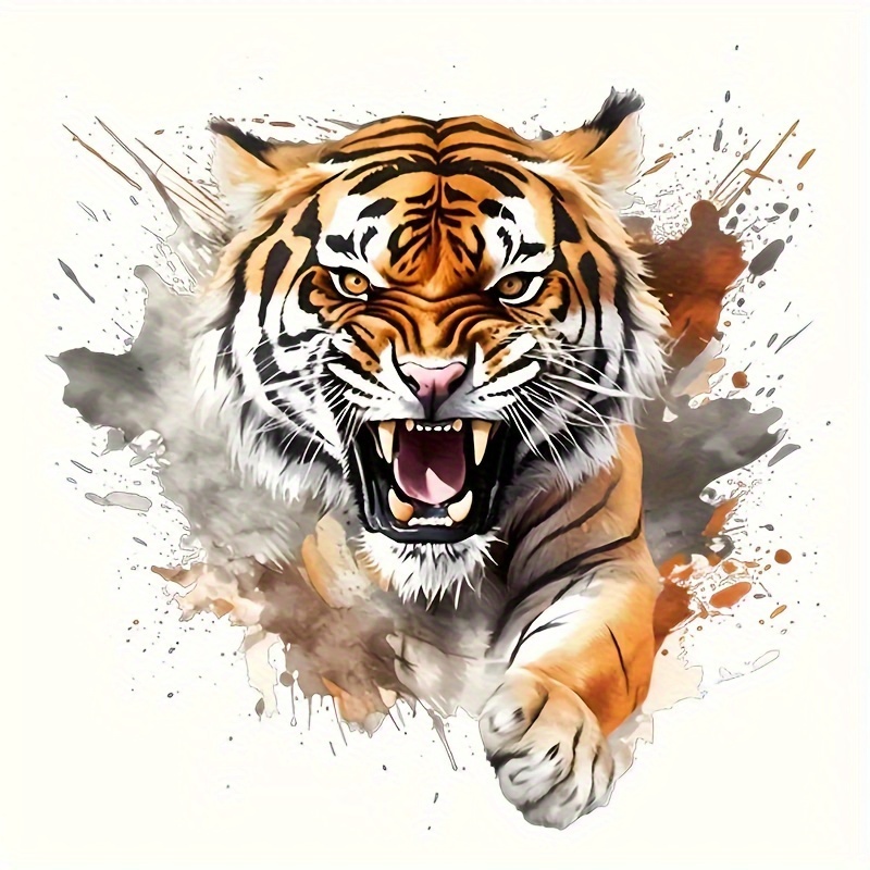 

1pc Tiger Heat Transfer Sticker, Diy Iron-on Decals For Clothes, T-shirt Making, Pillow Decorating, Clothing Supplies & Appliques