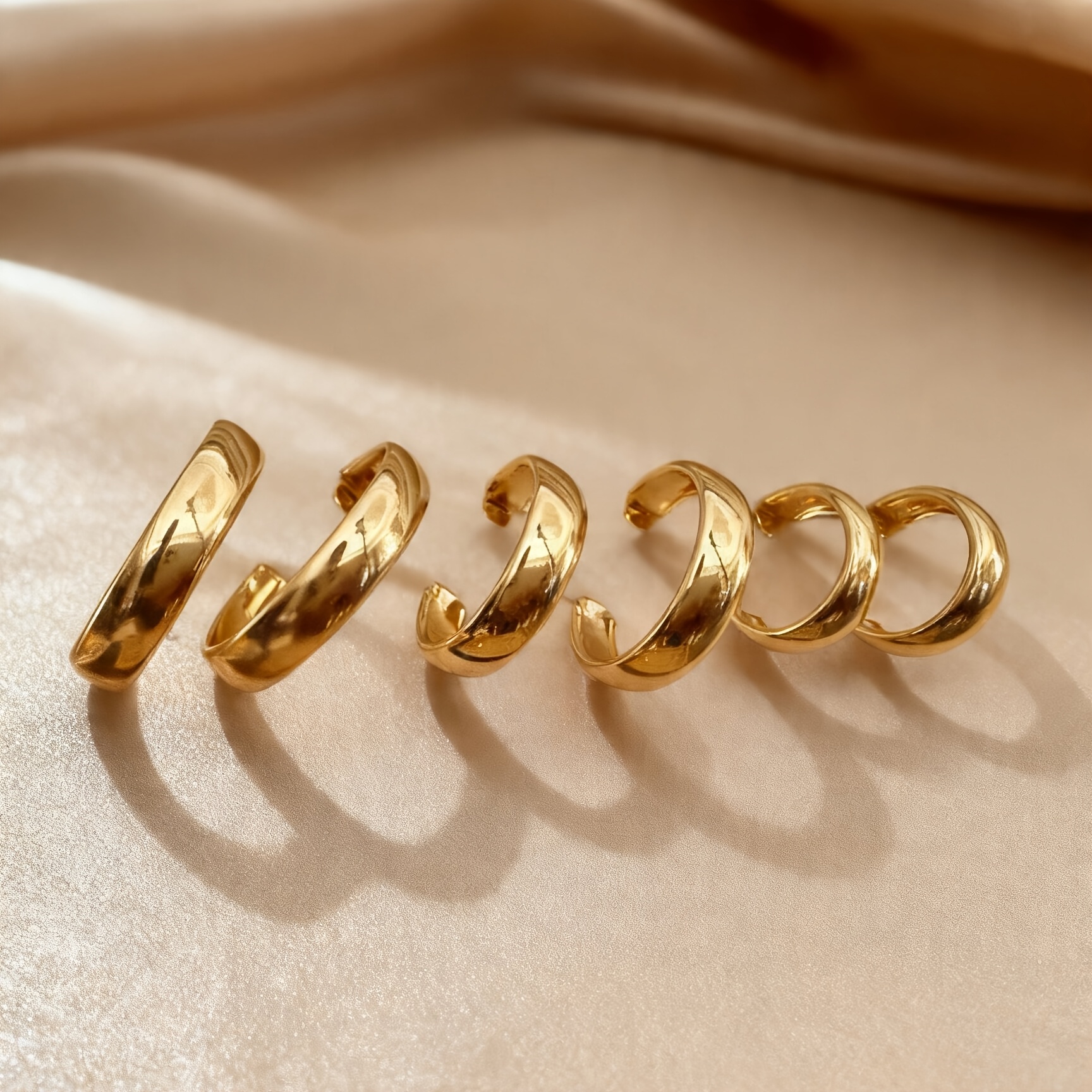 3-Pair Women's Plated Middle Eastern Multi-Layer Hoop Earrings Set