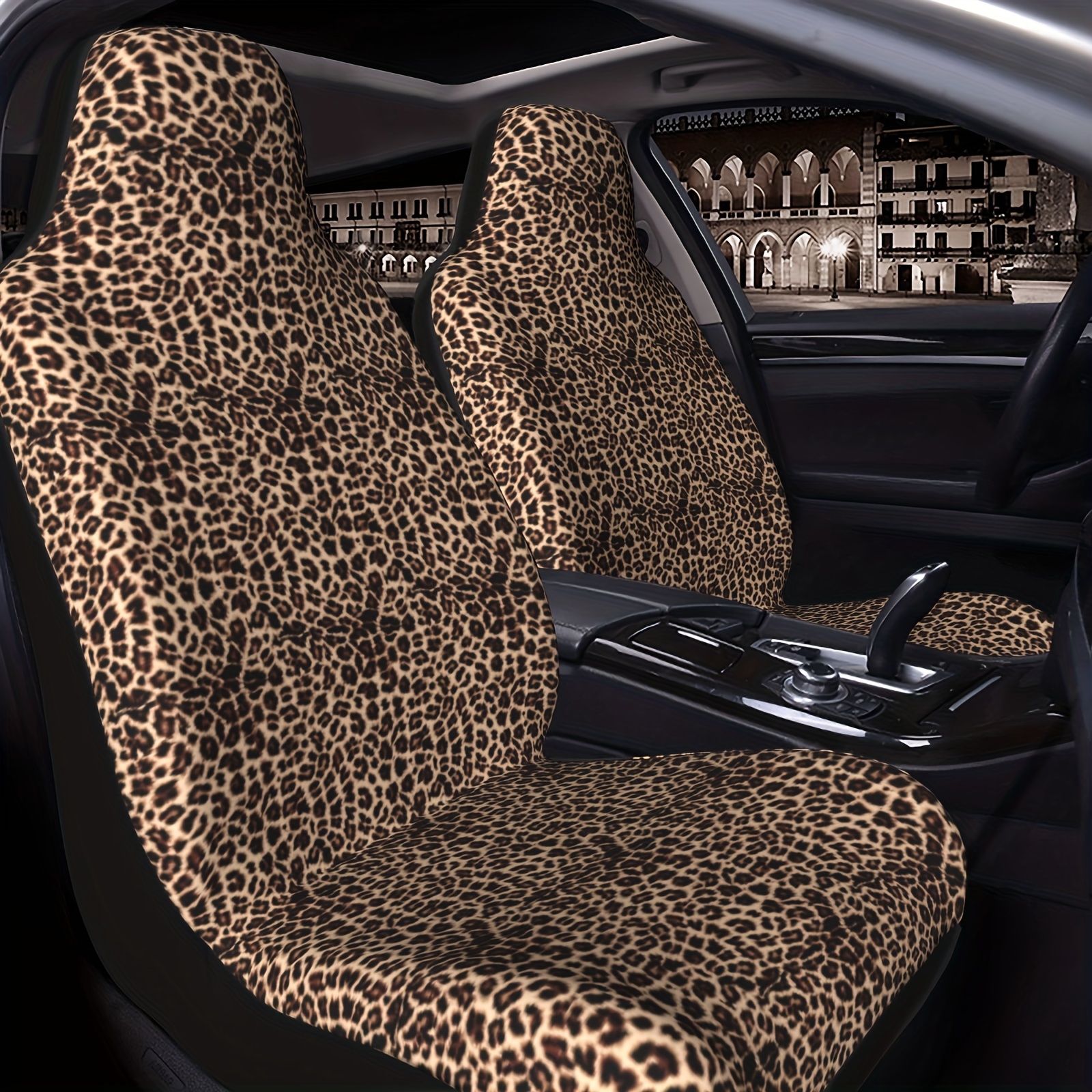 

2-pack Universal Fit Polyester Car Seat Covers, Hand Washable, Leopard Print, , No Filler, Fits Most Vehicles