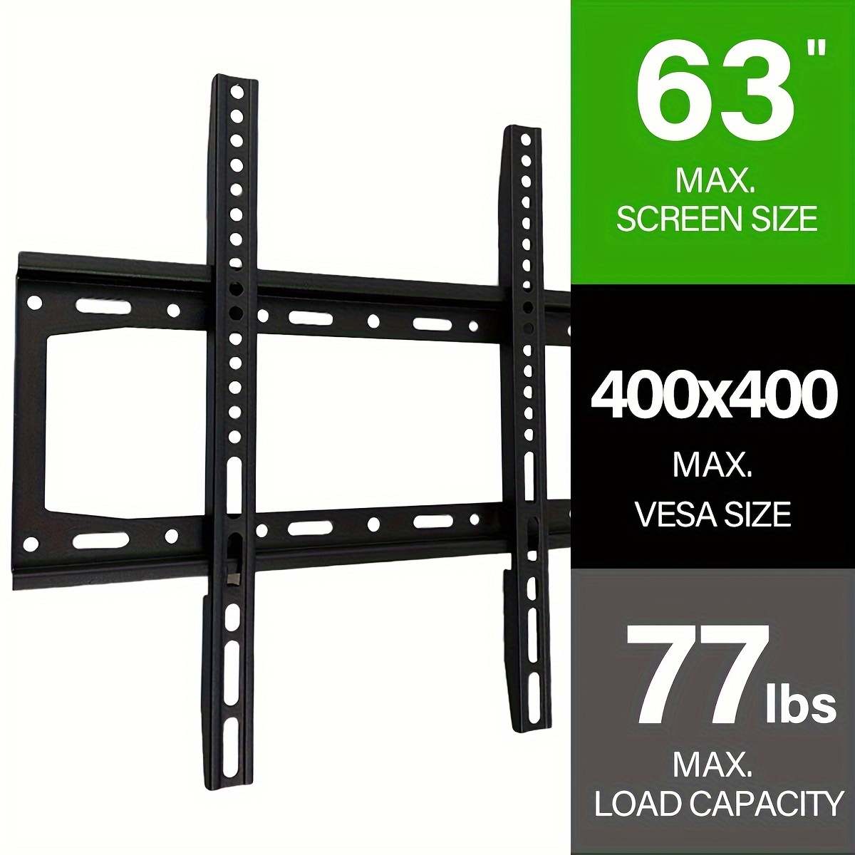 

Skyfast Adjustable Tv Wall Mount Bracket, 400 Compatible, Tilting Design, 26-63" Screen Size, 77lbs Capacity, Metal Construction, , No Electricity Or Battery Needed