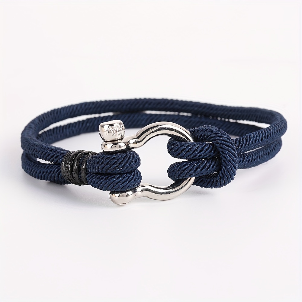 1pc Men's Line Boat Braided Rope Bracelet - Minimalist Handmade Design