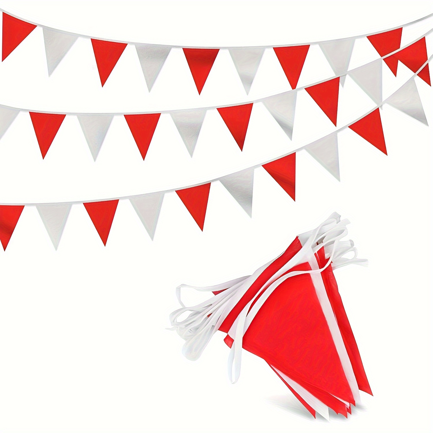 E-shop 1 Packung mit 10 Metern 20-seitigem rotem und weißen Wimpel-Banner-Flagge aus Kunststoff, rote und weiße Wimpel-Flagge, geeignet für