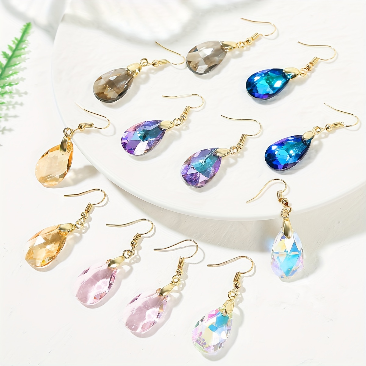 

6 Pairs Shiny Teardrop & Oval Shape Artificial Crystal Decor Long Dangle Earrings, Elegant Luxury Style Drop Jewelry Trendy Women Girls, For Valentine's Day, Mother's Day, Birthday Gifts