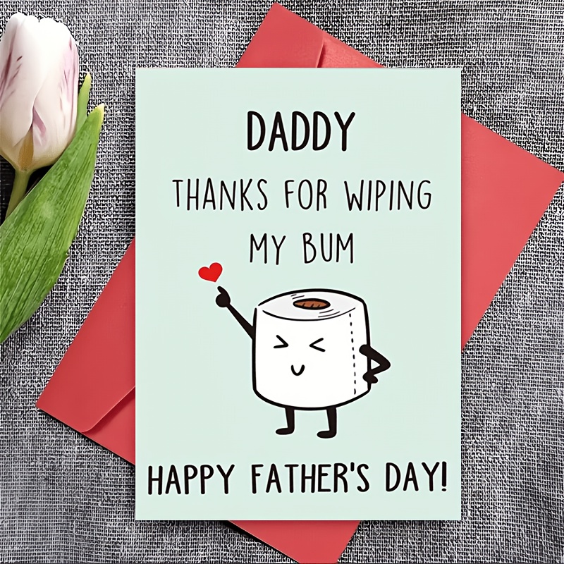 TEMU A Set Of 1 Greeting Card + 1 Envelope - A Fun Father's Day Card With A Complimentary Envelope, Suitable For Fathers, Stepfathers, And Ones. Made