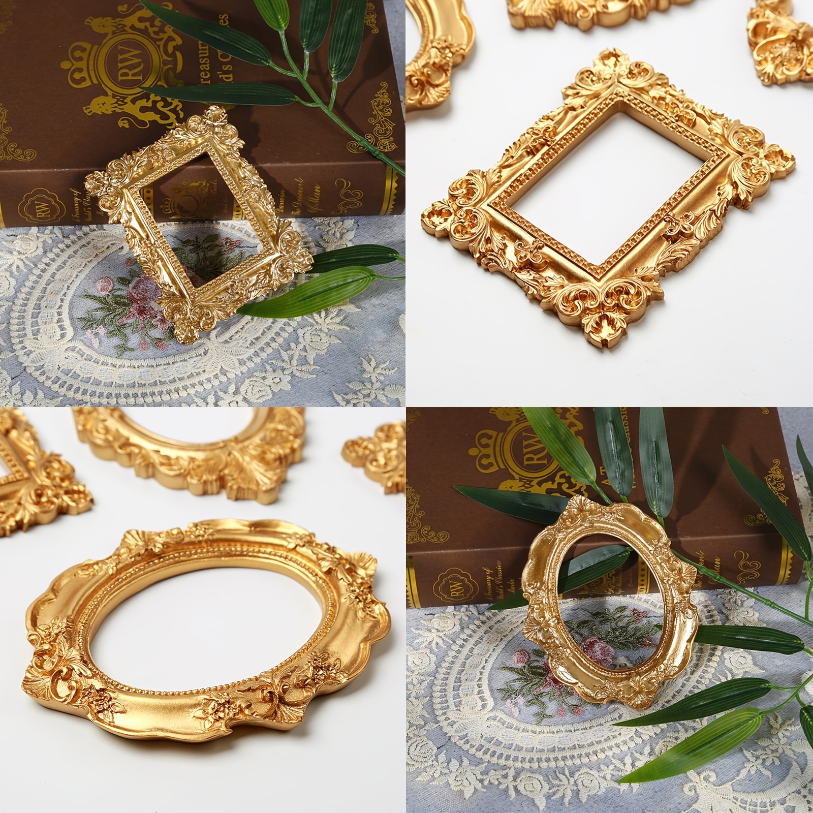 Pack De 15 Mini Marcos De Fotos Dorados Para Manualidades – Decoración De Casas De Muñecas, Miniaturas Y Proyectos DIY