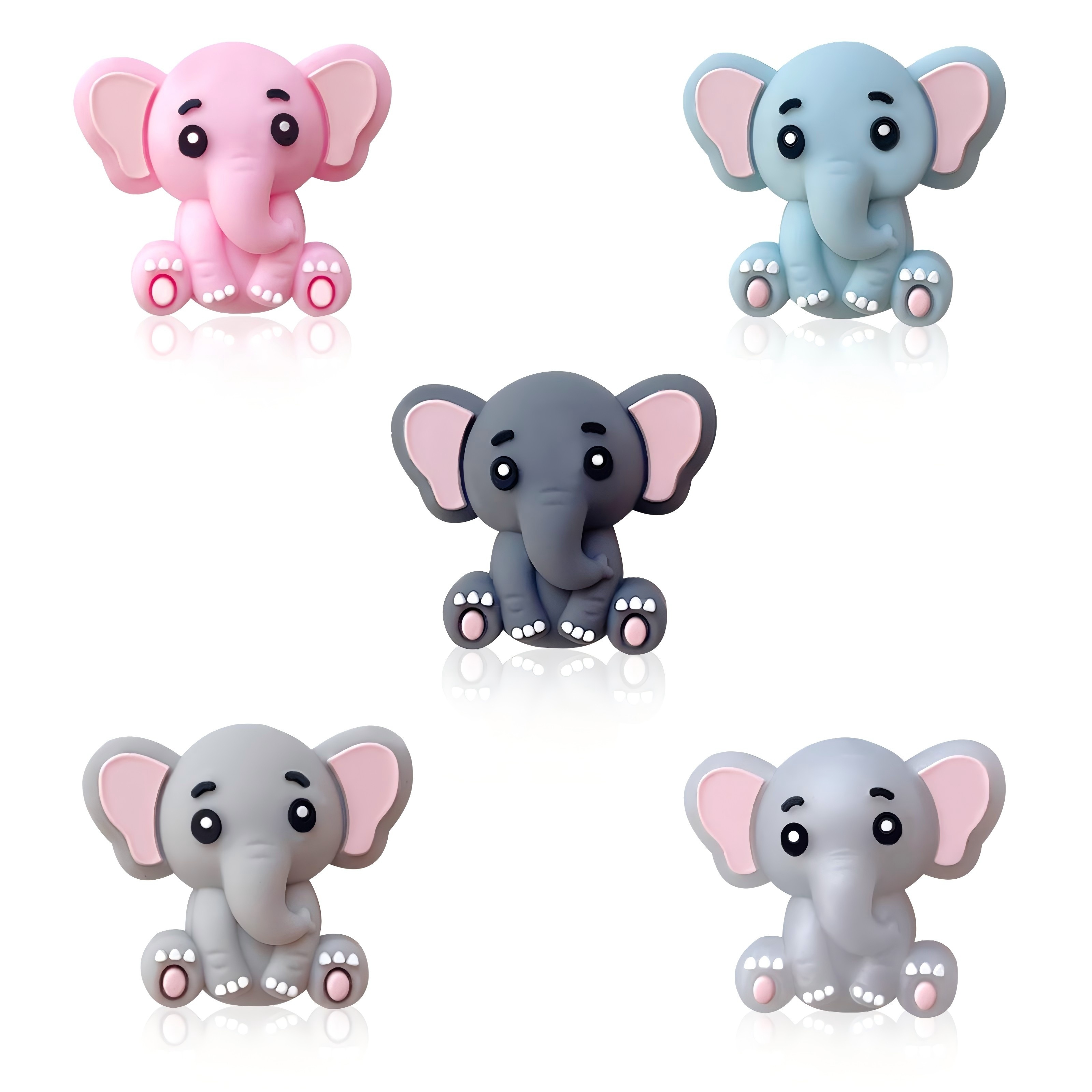 

5pcs 3d Stereoscopic Elephant Silicone Beads, Animal Silicone Beads For Keychains, Bracelets, And Crafts, Elephant Designs For Diy Projects, Silicone Beads For Pens And Accessories