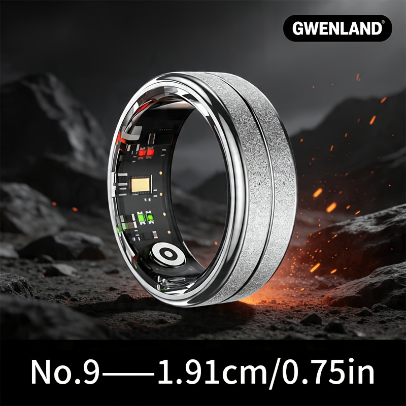 Latest Gwenland Frosted Smart Ring - Wireless Connection, Fitness Management, Magnetic Charging, Battery Capacity 15mah (size 8) / 18mah (size 9-13), Waveform Photography, Multiple Sports
