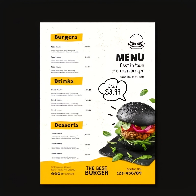 Custom Laminated Flyers in Multiple Sizes for Menus & Brochures