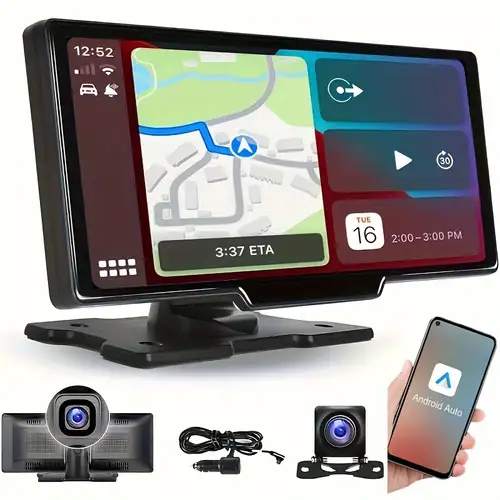 Moto Wireless Carplay & Android Auto, Navigation, Imx 307 Double Caméra  Dash 1080p, Wi-fi 5g, Contrôleur Filaire & Contrôle Vocal, Écran Tactile  5,5, 64g, Économisez De L'argent Sur Temu
