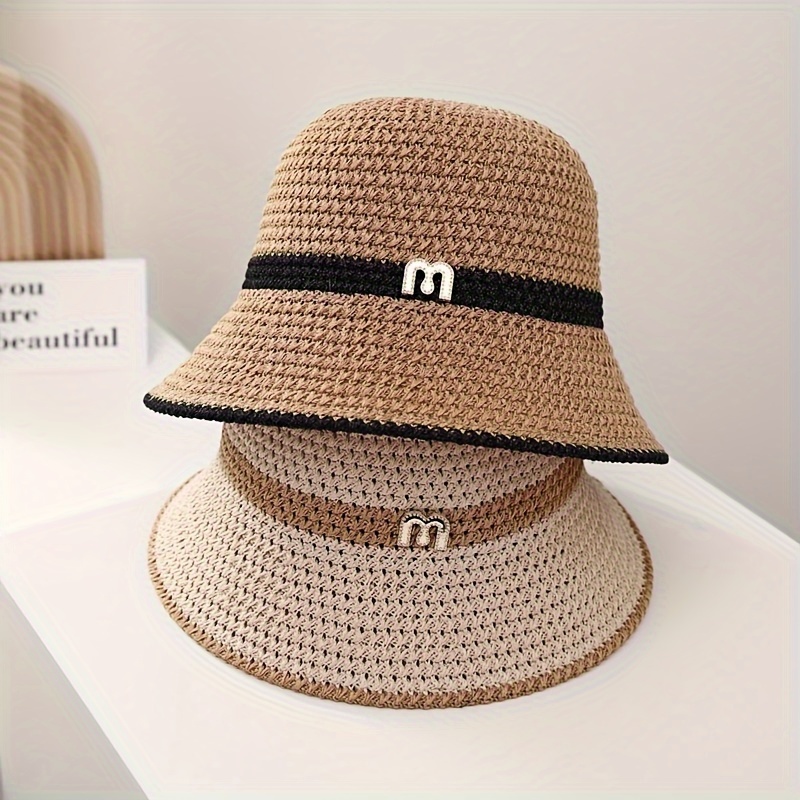 

Women's Summer Foldable Straw Sun Hat, Casual Everyday Outdoor Woven Bucket Hat, Perfect Mother's Day Gift