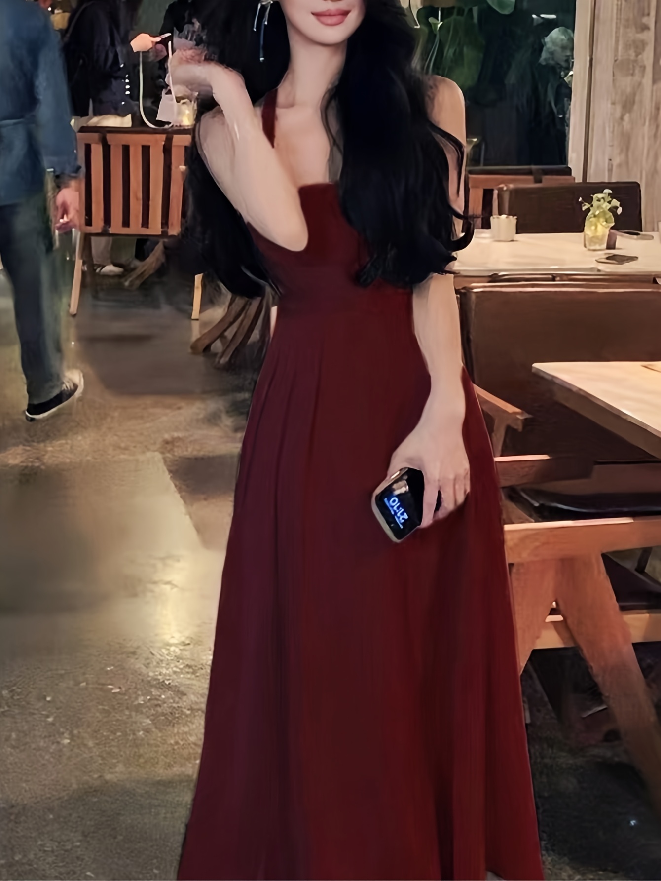 chic sleeveless a line bridesmaid gown in vibrant french red - Temu Kuwait