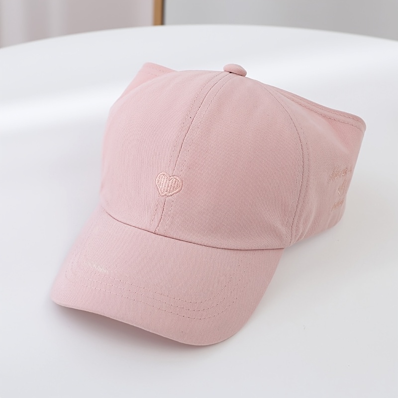 Women's Baseball Cap With Ponytail Hole, Summer Heart-shaped Embroidered Sun Hat, Breathable And Comfortable For Daily Use