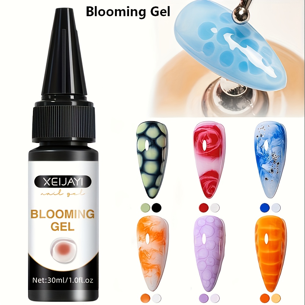 Image of 1pc 30ml Clear Blooming Gel Nail Polish - Led Soak Off, Spreading Effect, Marble Designs, Perfect For Diy Color Flower Watercolor Magic
