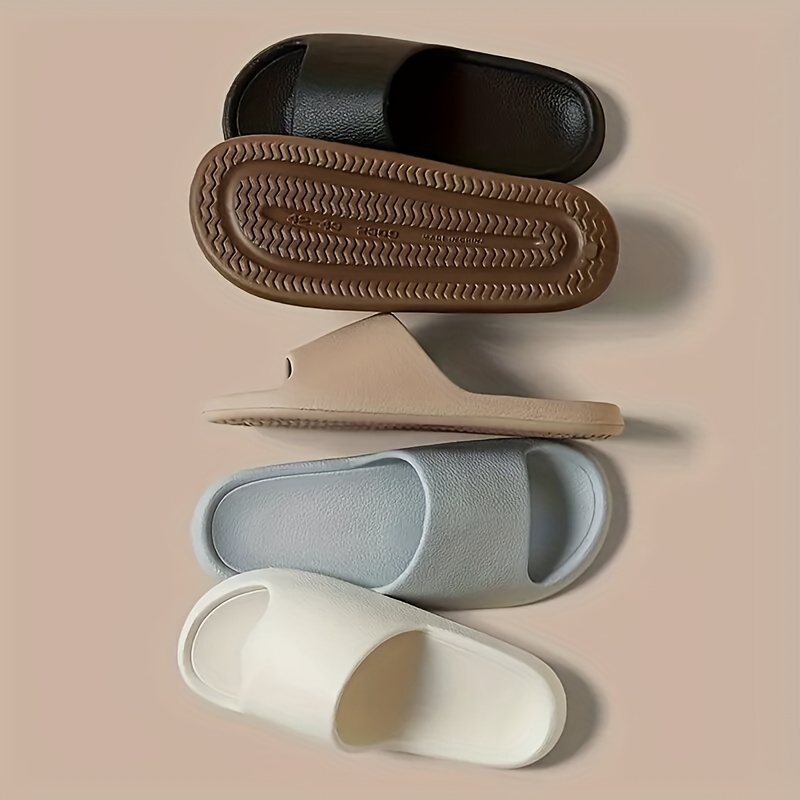 Women'S Thick Sole Non-Slip EVA Slippers, Minimalist Solid Color Slip-On Slides, Casual Indoor Outdoor Beach Bathroom All-Season Footwear, Hand Washable EVA Material