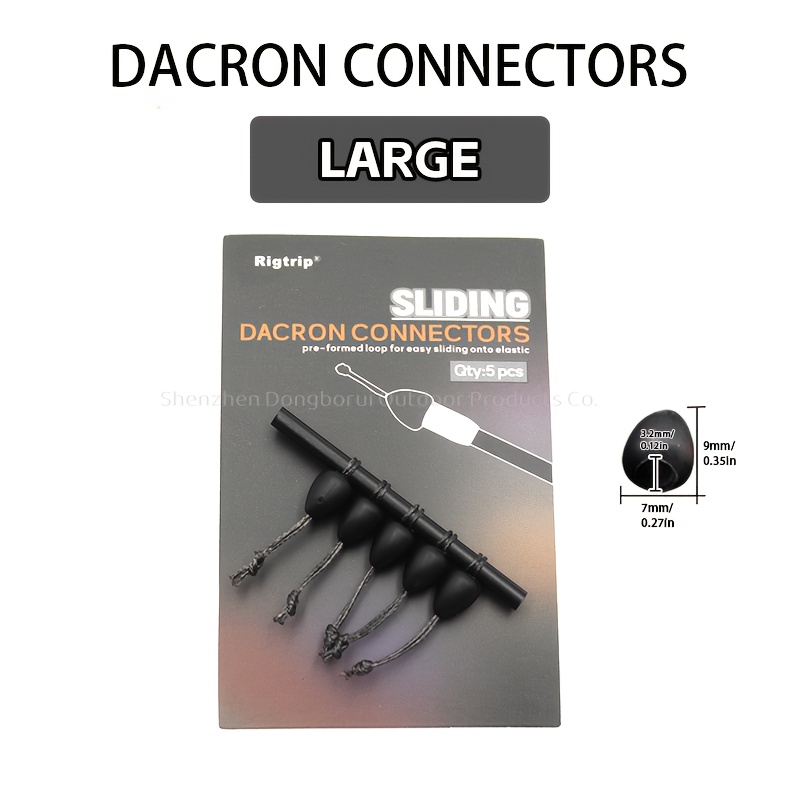 TEMU Juego de 5 Piezas de Conectores Deslizantes de Dacron para Pesca de Carpa con Preformado para Deslizamiento Fácil en Línea Elástica y Montaje de