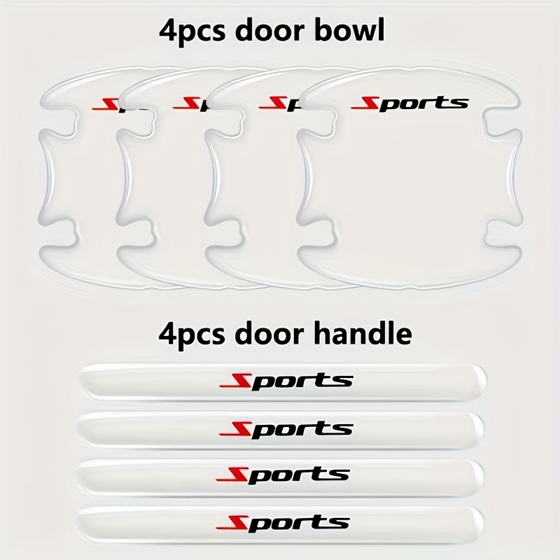 Image of 8pcs Of Universal Bowl Protective Stickers Car Door Handle Anti-scratch Protection Anti-collision Strip Thickened Glue Car Decals Stickers