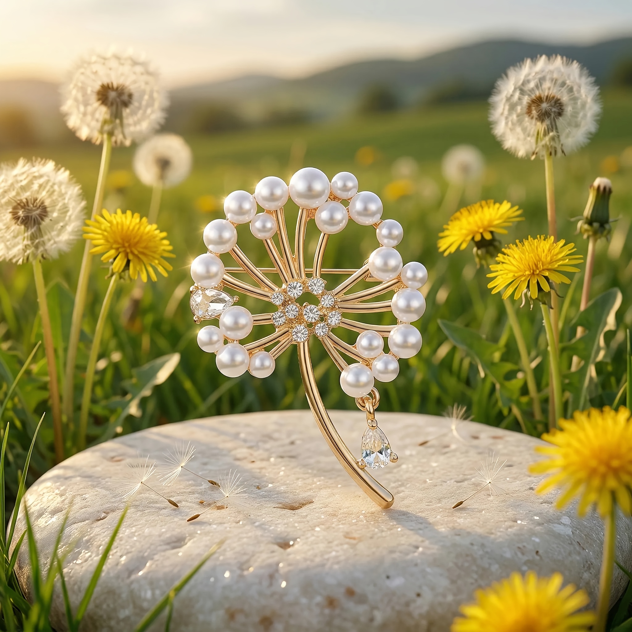TEMU Elegante Pin de Flor de de para Aleación, con Pedrería y de Perlas, Adecuado Como un Accesorio de Versátil para Todas , Regalo de Navidad