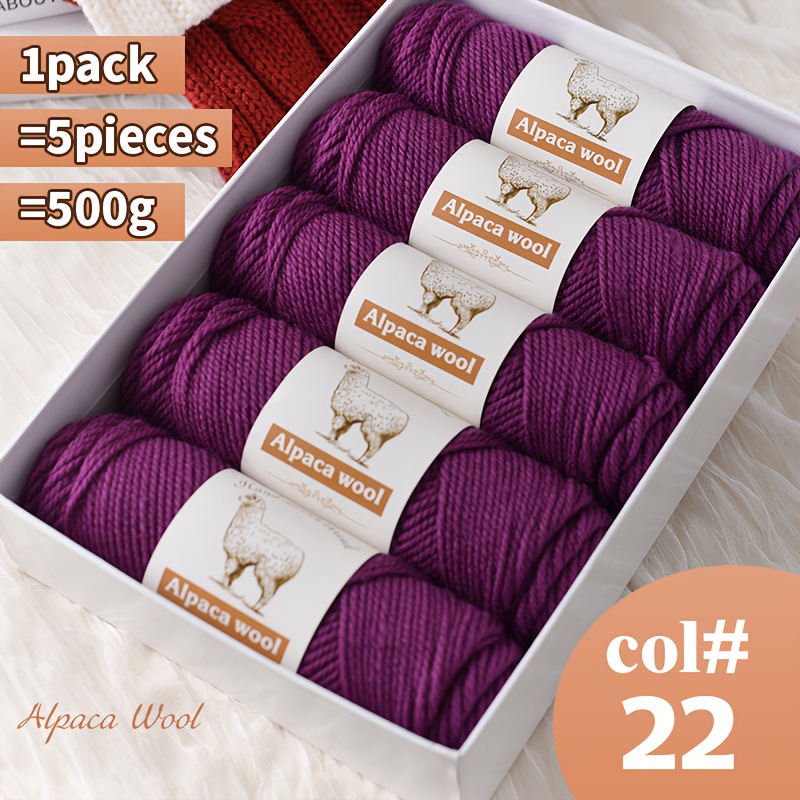   Alpaca Yarn, 5 Balls, 500G (17.6Oz), Cloud-Like Texture, Warm And Non-Irritating,   Fall And Winter Knitting.   Knitting Cardigans, Jackets, And Shawls. Medium-Thick Hand-Knitting Yarn.
