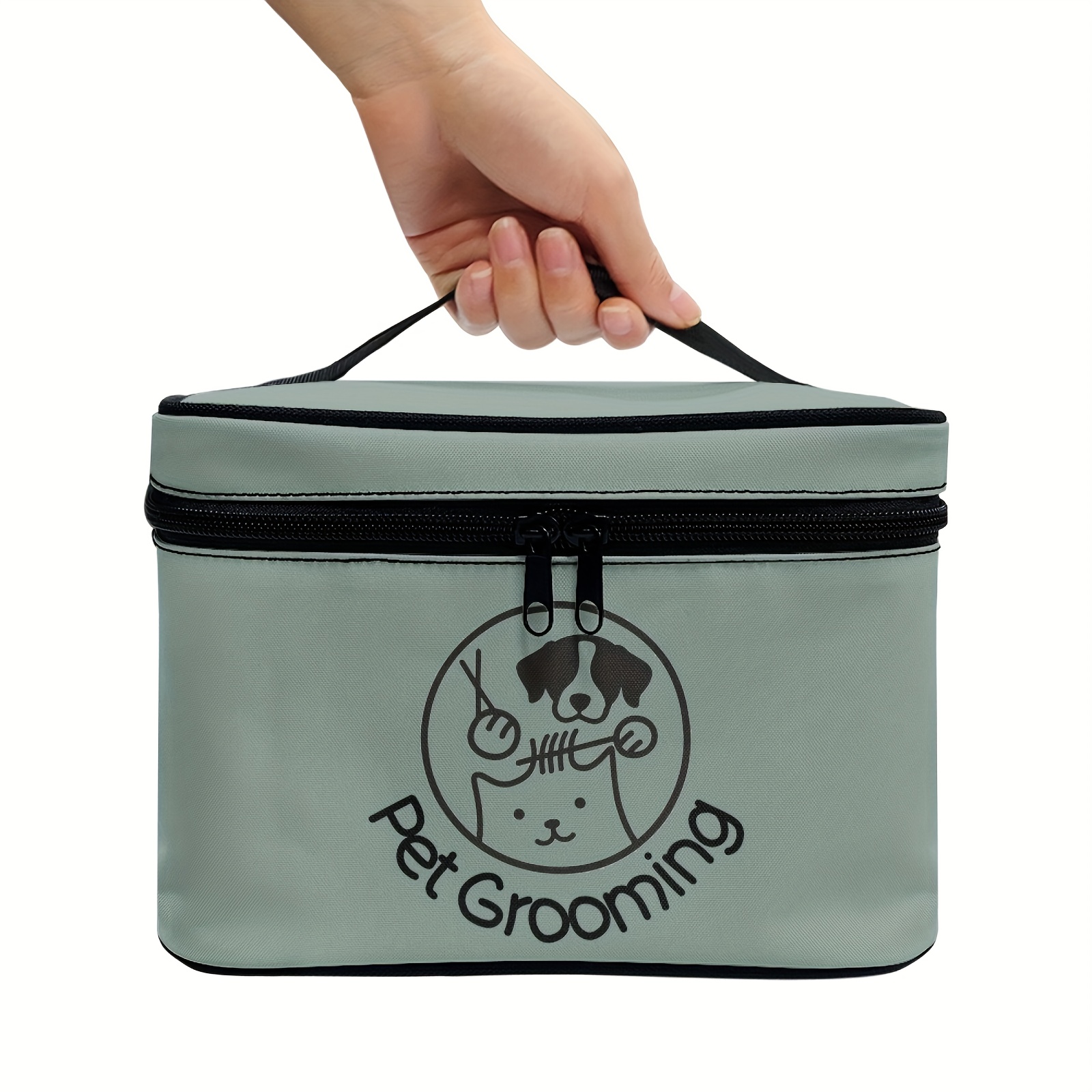 1pc Grooming Tool Storage Bag, , Storage Bin For Grooming Kit, Stuff Organizer With Handle, Pet Products Storage Pouch, Double And Zipper Design, Ideal Gift For Pet Lovers