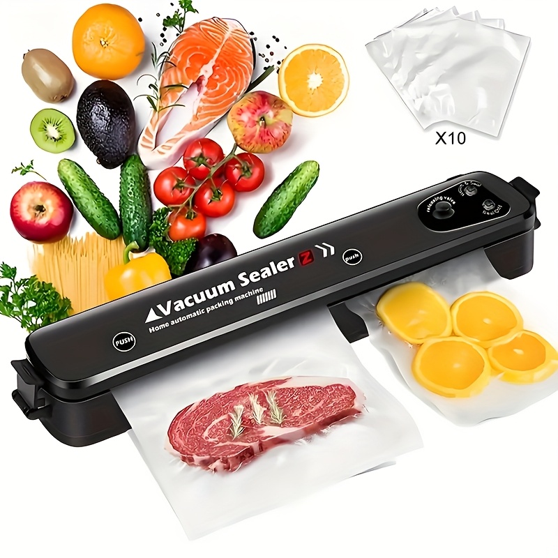 TEMU Vacuum Sealer Machine For Food Preservation With 10 Bags Gift - Heavy Duty Food Vacuum Sealer Automatic Air For , Dry And Food , Snack Sealing Fresh-keeping Machine