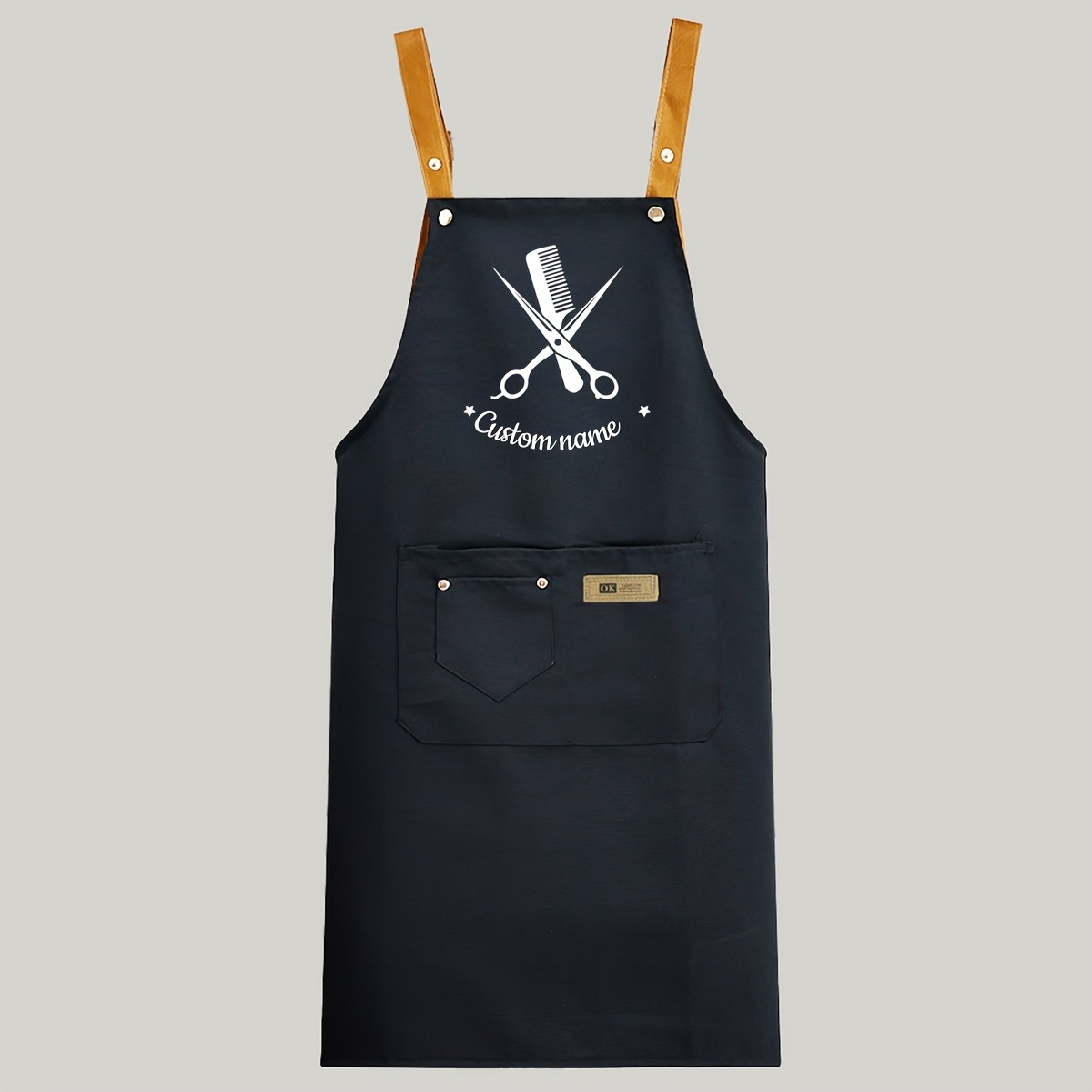 TEMU Custom Name Apron, Personalized Barber Apron, Customized Aprons For Men, Customizable Chef Apron, Apron With Pockets, Aprons For Women, Kitchen