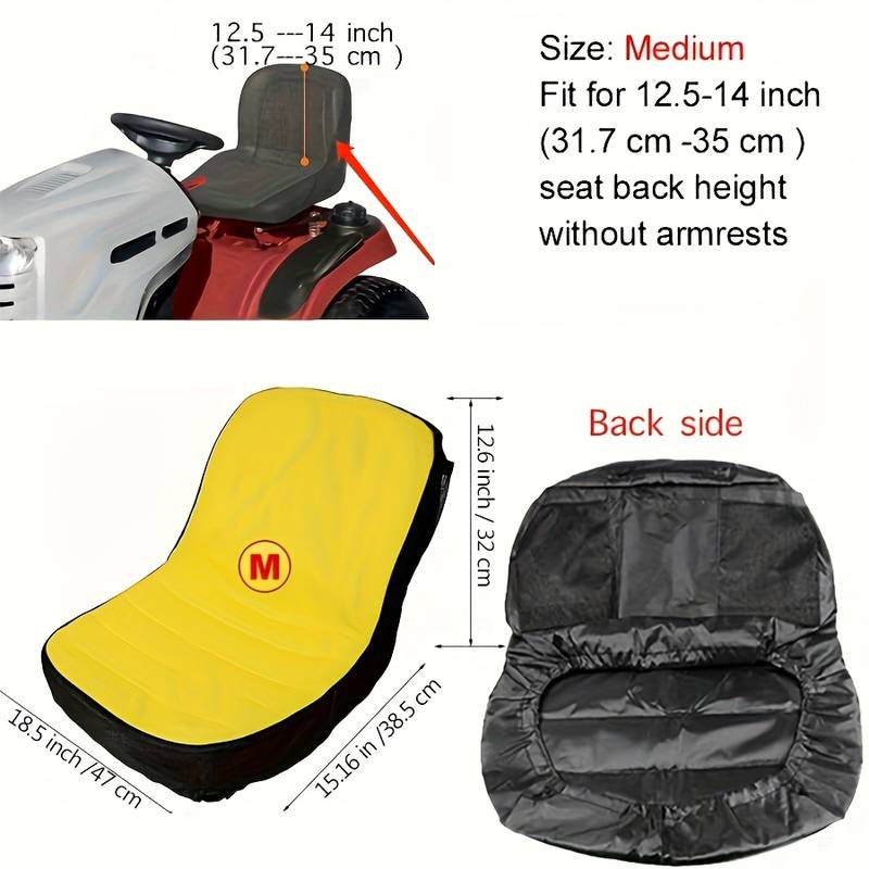 Padded Waterproof Lawn Mower Tractor Seat Cover (15 X 12 Inches) - Universal Fit For Craftsman, Kubota