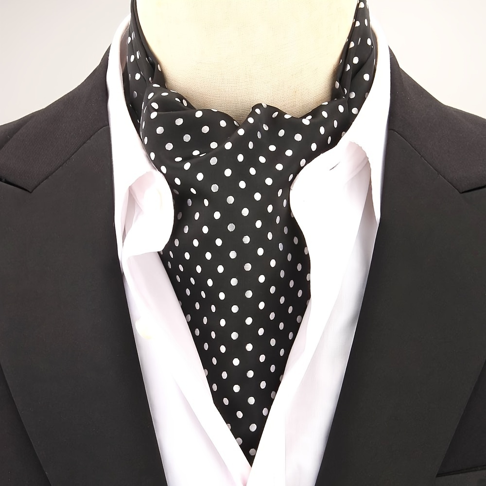 

Men' Polka Dot Cravat Shirt Scarf, 100% Polyester Woven , Elegant Casual Business Accessory For Party, Autumn & Winter